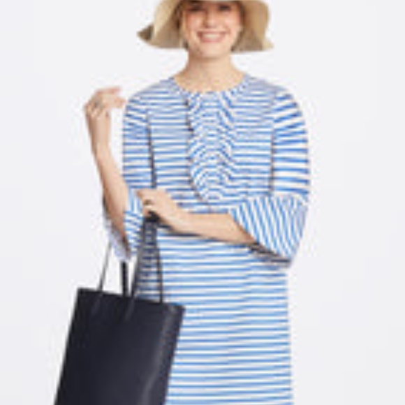Draper James Sailor Stripe Ruffle Shift Dress Blue white  8 - Picture 11 of 11